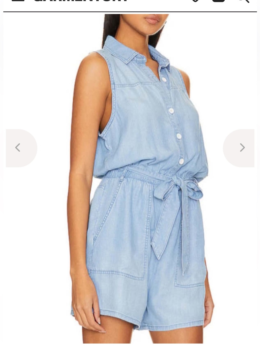 BELLA DAHL Tencel ROMPER sleeveless Belted denim LARGE NWT